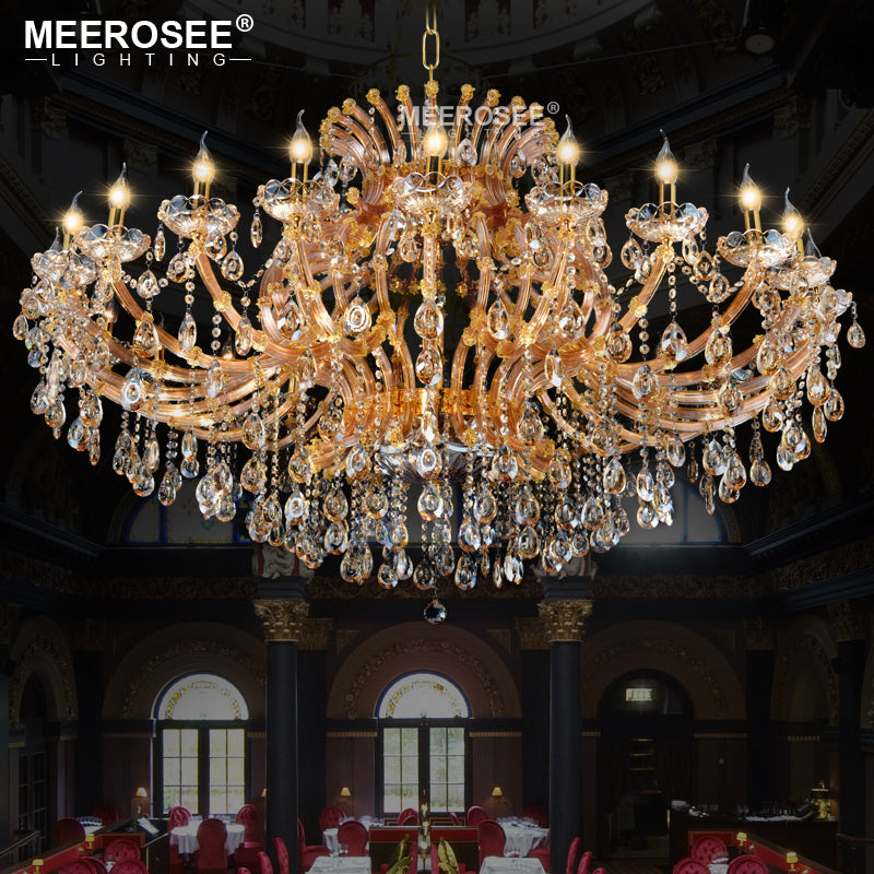 Meerosee Luxurious Amber Gold Crystal Chandelier Lighting Maria Theresa Pendant Lamp