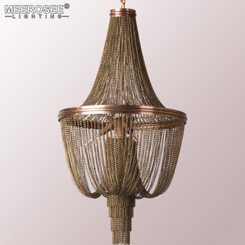 Meerosee Modern Chandelier Light Aluminum Chain Pendant Lamp for Restaurant Hotel