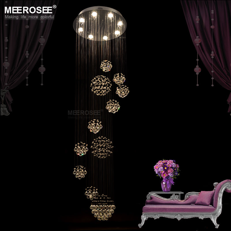 Meerosee Modern Large Crystal Ceiling Light Fixture Staircase MD2202