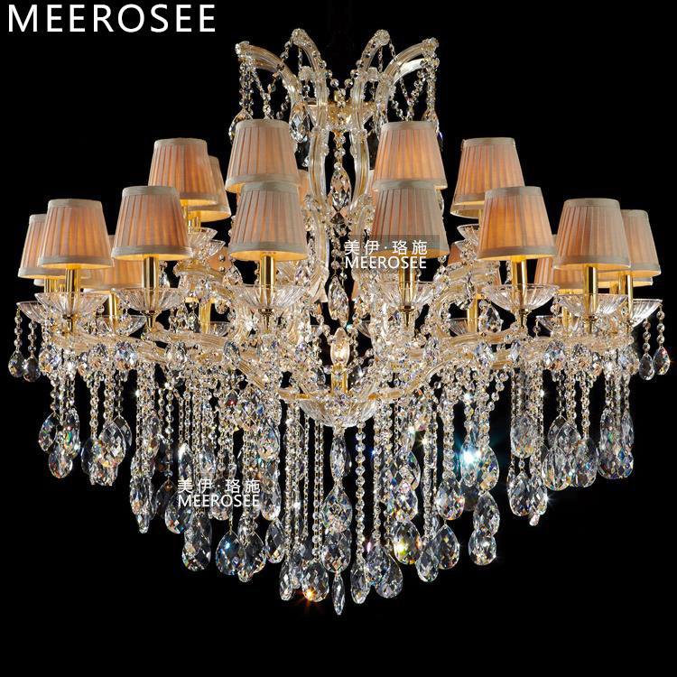 Meerosee Classical Chandelier Light Fixture Big Gold Crystal Pendant Lamp