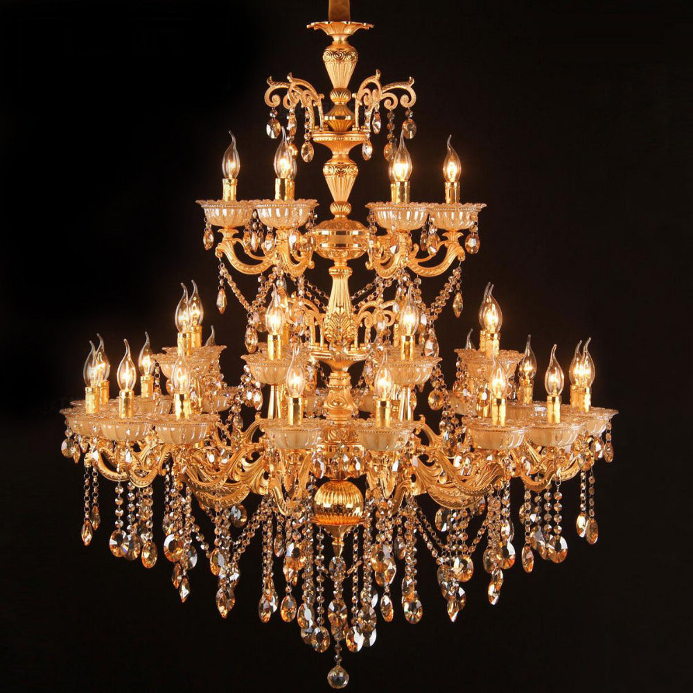 Meerosee Luxurious Large Crystal Chandelier Lights Gold Pendant Lamp