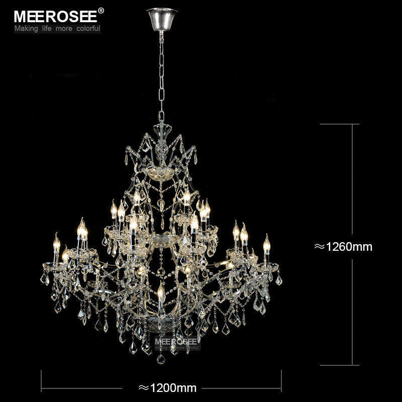 Meerosee Modern Crystal Chandelier Light Fixture 25 Lights Chrome Pendant Lamp