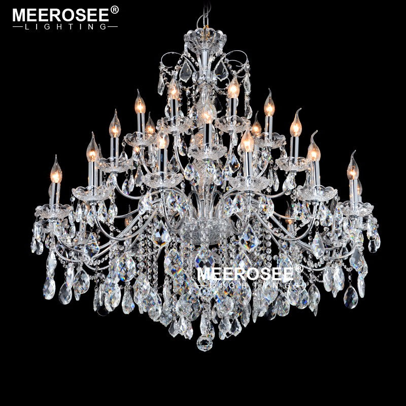 Meerosee Modern Crystal Chandelier Light Chrome Pendant Lamp for Living Room Bedroom