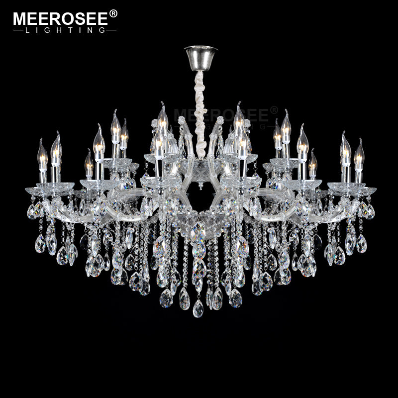 Luxurious Crystal Chandelier Light Fixture Chrome Pendant Lamp 24 Lights D47.2''