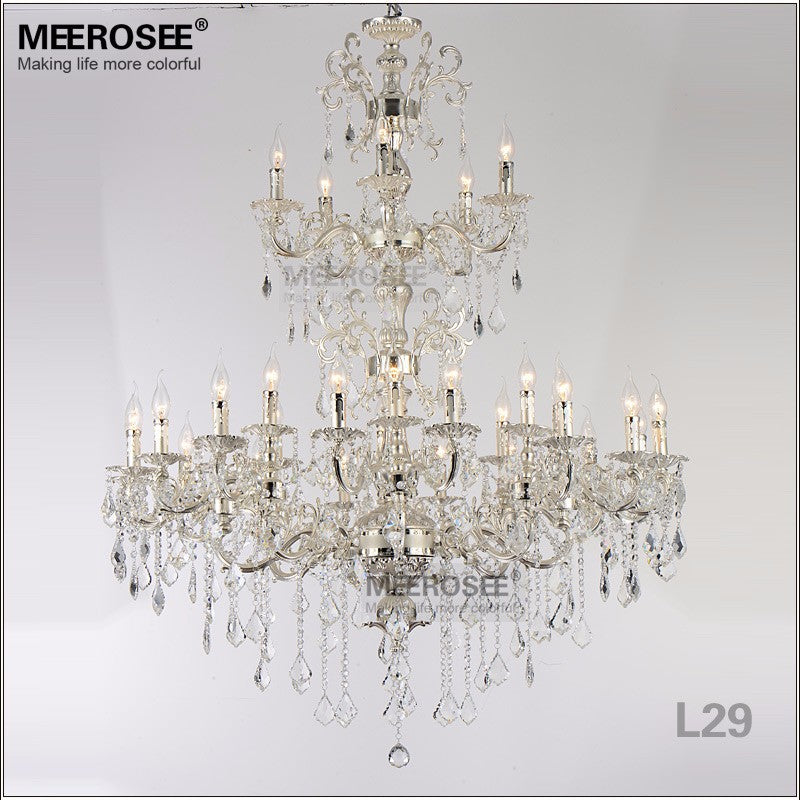 Meerosee Crystal Gold Chandelier Light Luxurious Bronze Pendant Lamp 3 Tiers 29 Arms