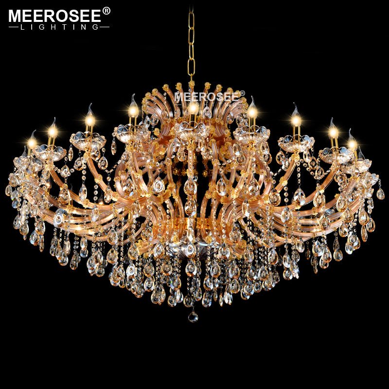 Meerosee Luxurious Amber Gold Crystal Chandelier Lighting Maria Theresa Pendant Lamp