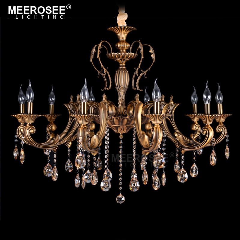 Meerosee Modern 10 Heads Chandelier Light Fixture Antique Brass Pendant Lamp