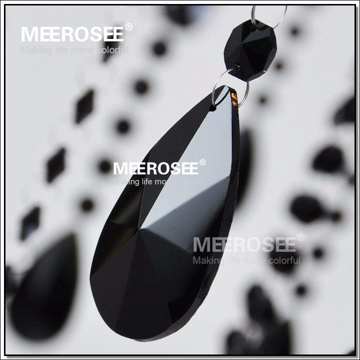 Meerosee Luxury Modern Crystal Chandelier Light Chrome Black Pendant Lamp