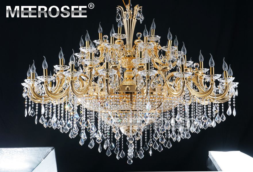 Meerosee Gorgeous Crystal Chandelier Light Fixture Classic Golden Pendant Lamp