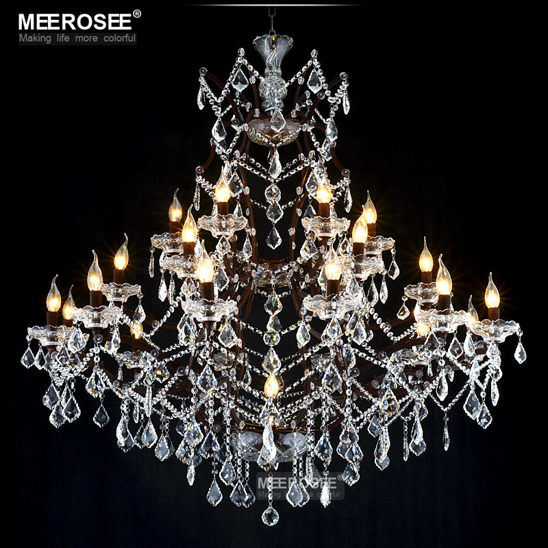 Meerosee Modern Crystal Chandelier Light Fixture 25 Lights Chrome Pendant Lamp