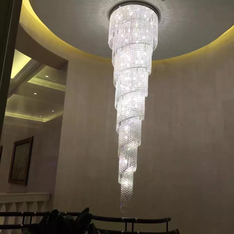 Meerosee Modern Chandelier Light Crystal Chrome Ceiling Lamp for Stairs Foyer