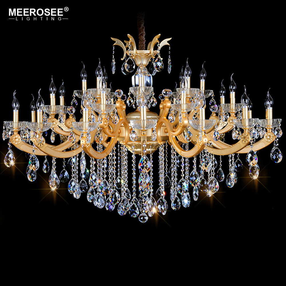 Meerosee Luxurious Large Crystal Chandelier Light Fixture Gorgeous Golden Pendant Lamp