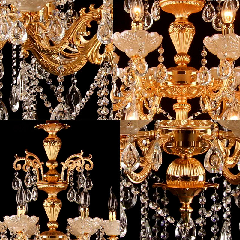 Modern Crystal Chandeliers Light Luxury Gold Pendant Lamps for Living Room Foyer