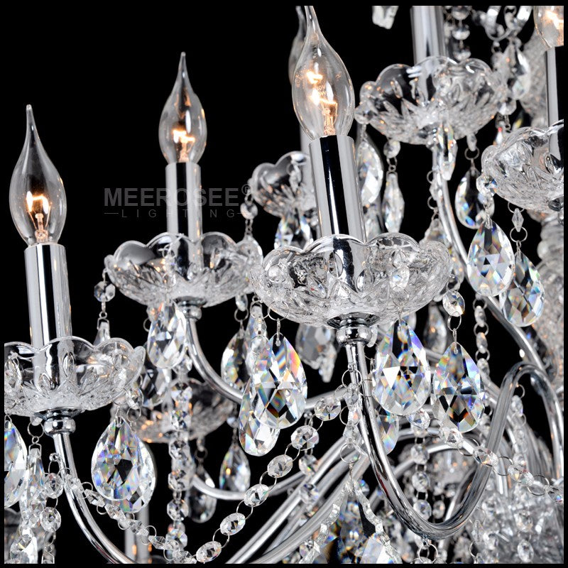 Meerosee Modern Crystal Chandelier Light Chrome Pendant Lamp for Living Room Bedroom