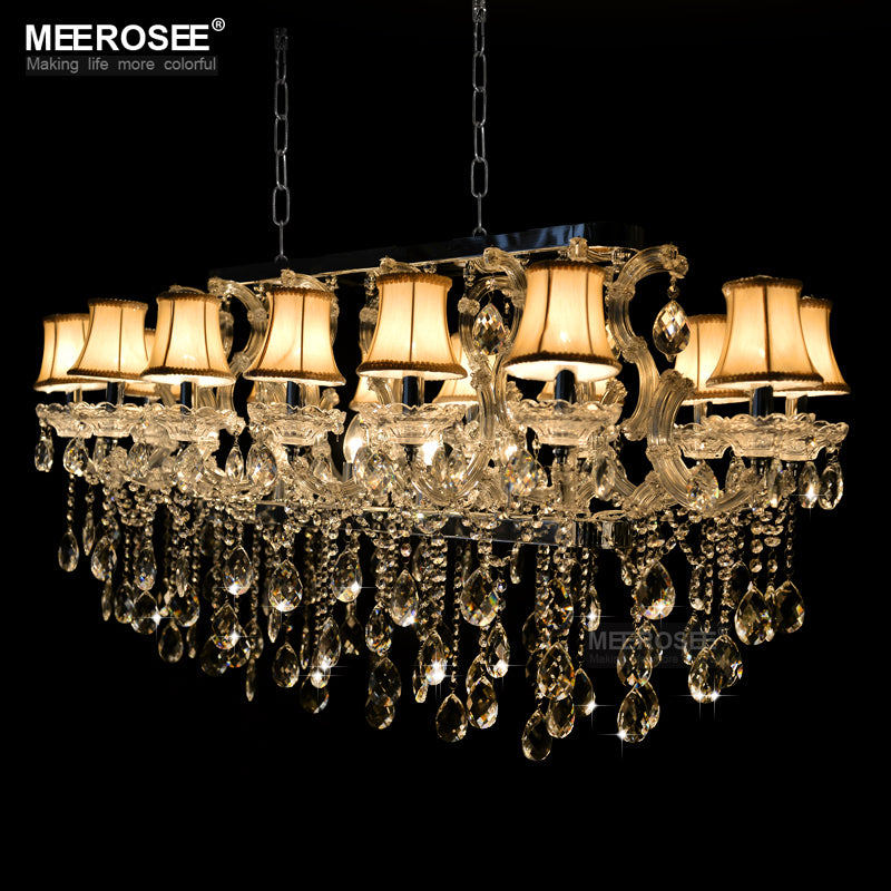 Meerosee Rectangle Crystal Chandelier Light Fixture Modern Chrome Pendant Lamp