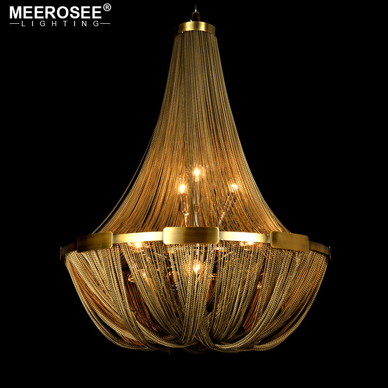 Meerosee Arrival Aluminum Chain Chandelier Light French Empire Bronze Pendant Lamp