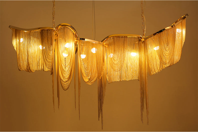 Modern Aluminium Chain Chandelier Home Lighting Luxury Italy Tassel Pendant Lamp