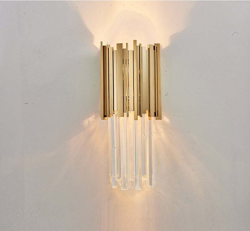 Meerosee Lighting Post-Modern Crystal Wall Sconce Light Gold Luxury Bedside Lamp