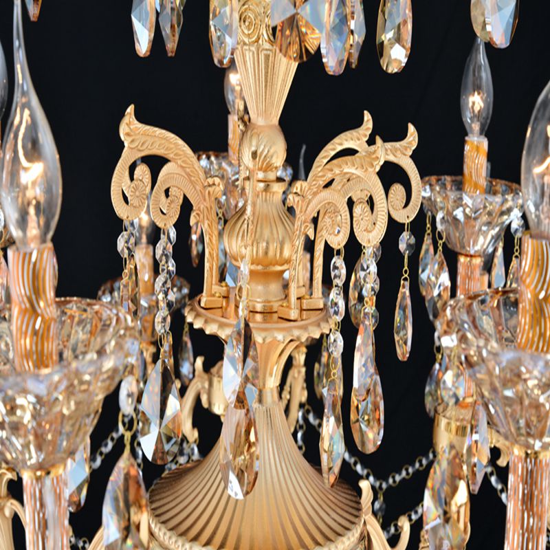 Meerosee Luxurious Crystal Chandelier Light Fixture Large Gold Pendant Lamp