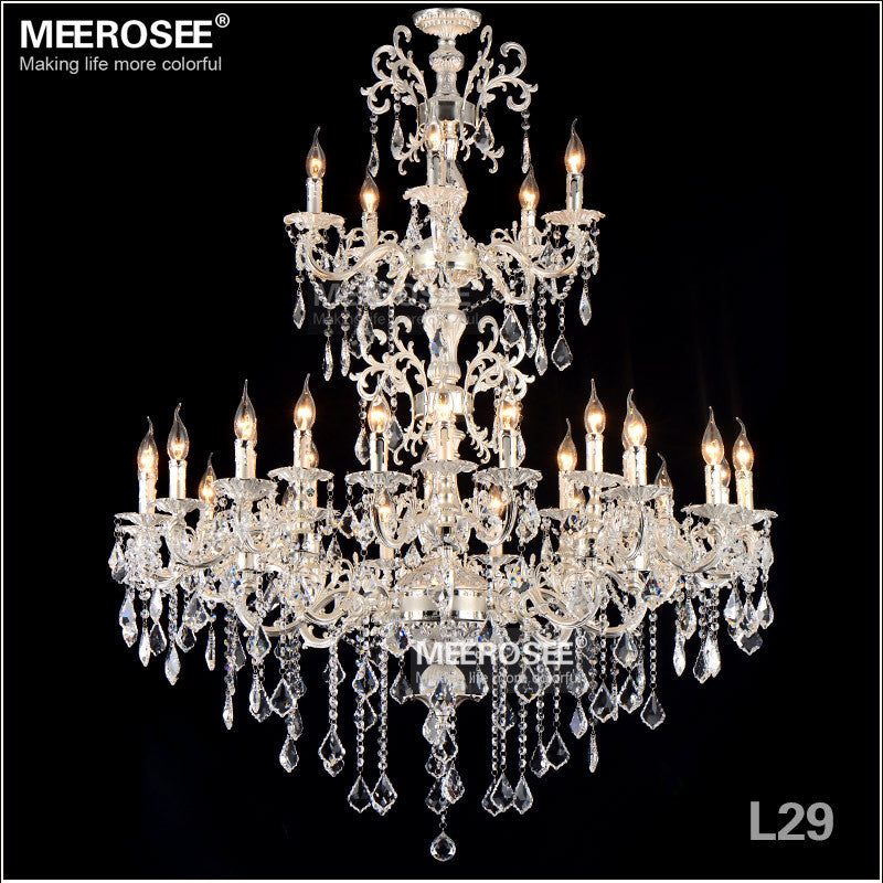 Meerosee Crystal Gold Chandelier Light Luxurious Bronze Pendant Lamp 3 Tiers 29 Arms