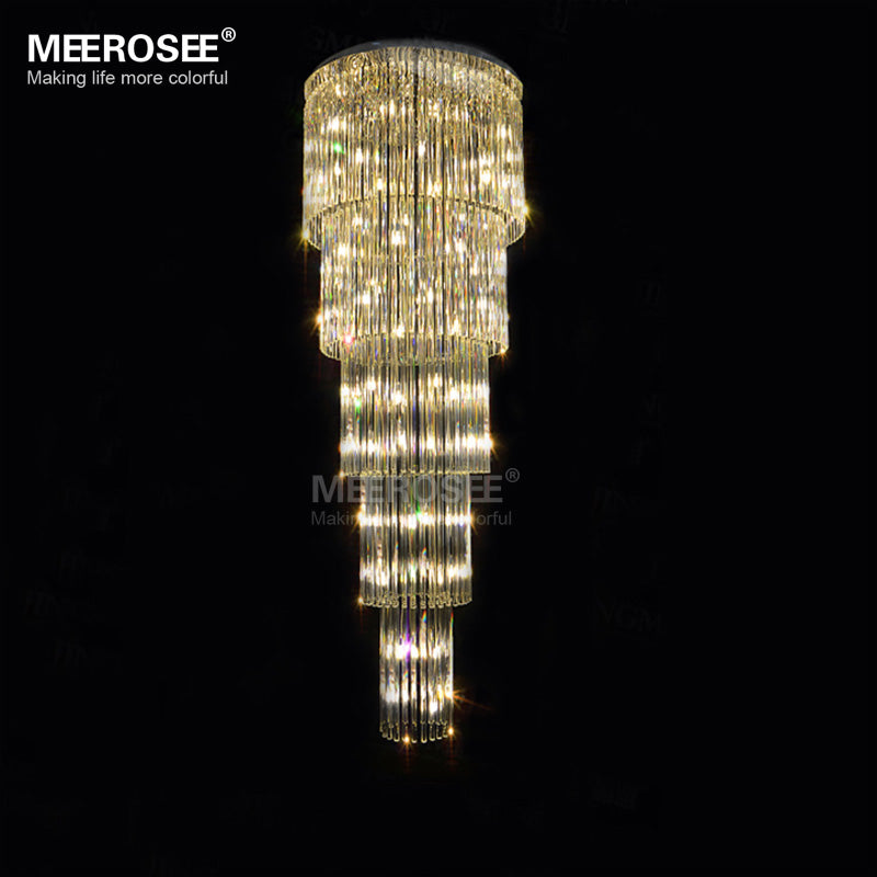 Modern Long Ceiling Light Fixture Luxury G9 Glass Chandelier Lighting Stair Lamp