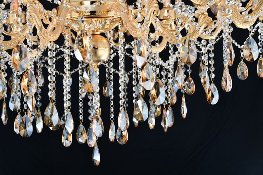 Meerosee Luxurious Crystal Chandelier Light Fixture Large Gold Pendant Lamp