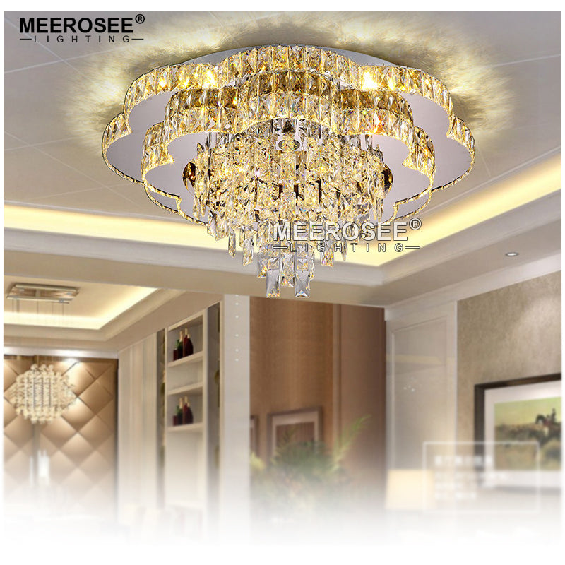 Meerosee Modern Chandeliers Lighting Crystal Contemporary K9 Led Ceiling Lamp