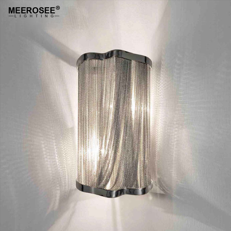 Modern Silver Wall Lamp Aluminum Chain Wall Bracket Light