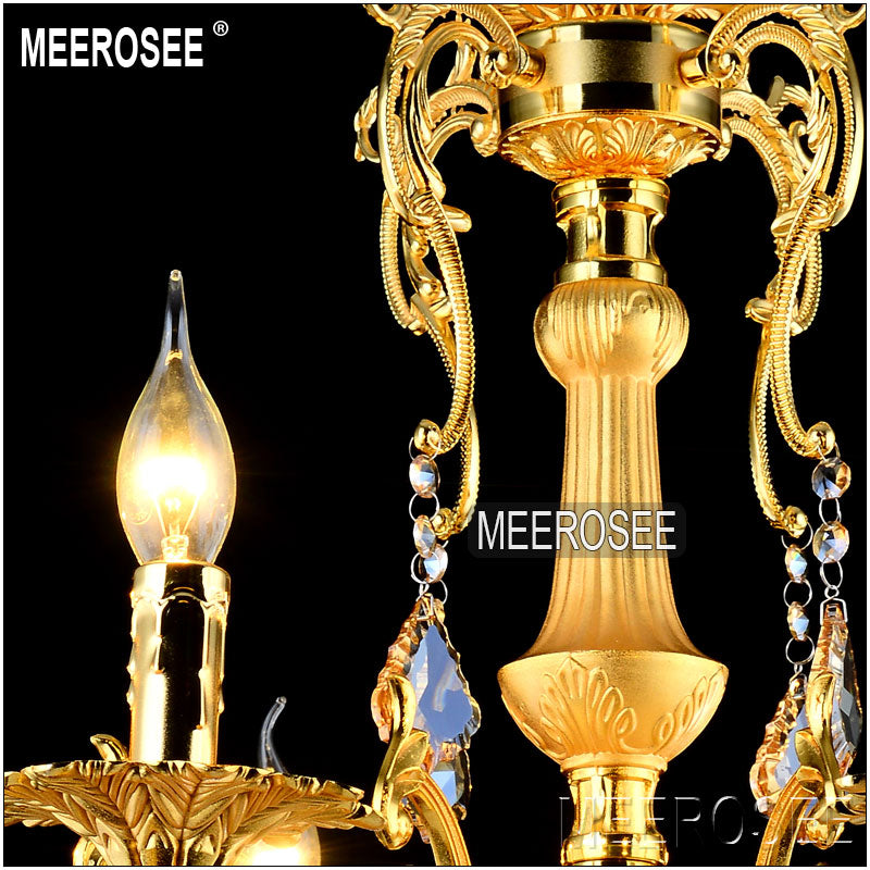 Meerosee Gold Crystal Chandelier Lighting Fixture 8 Arms Modern Metal Pendant Lamp