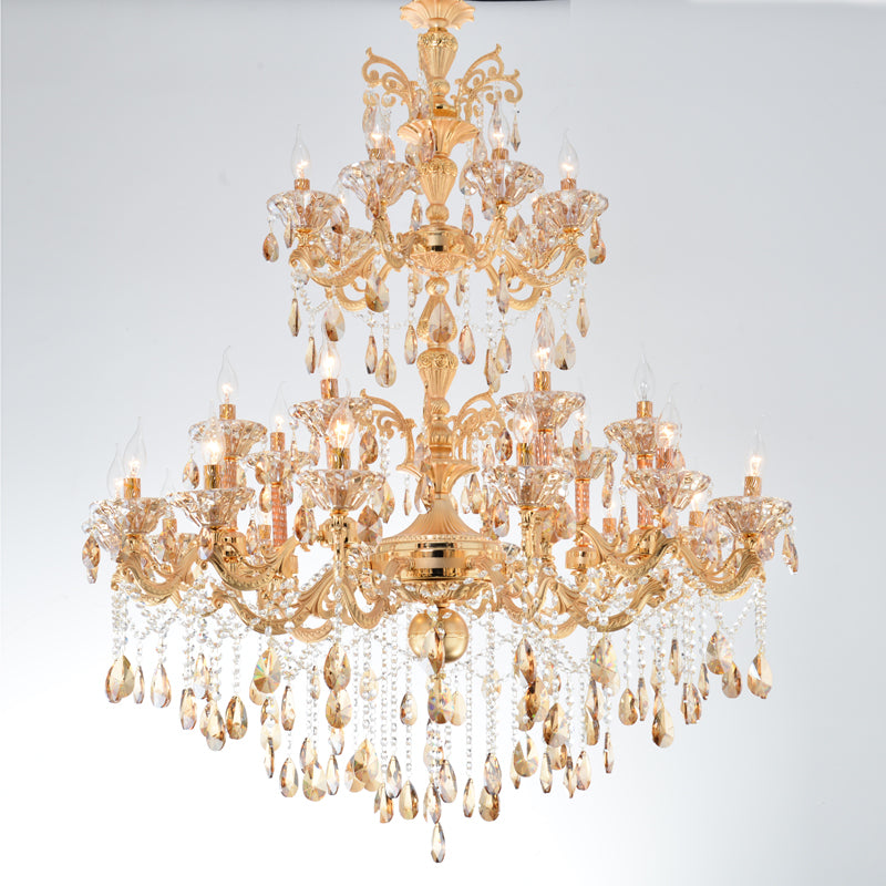 Meerosee Luxurious Crystal Chandelier Light Fixture Large Gold Pendant Lamp