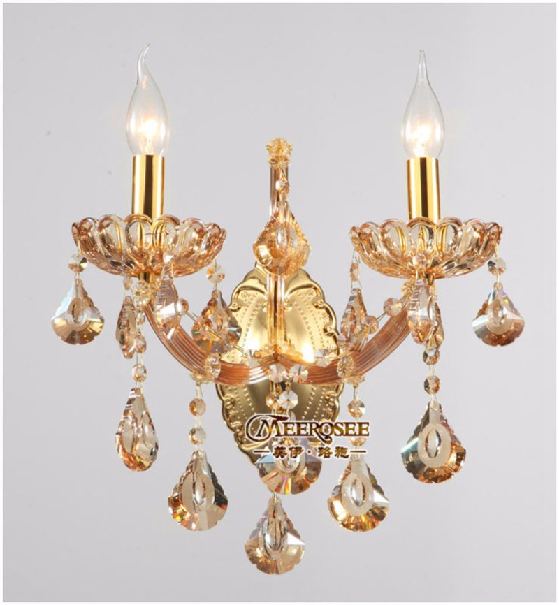 Meerosee Maria Theresa Crystal Wall Sconces Light Modern Indoor Home Lighting