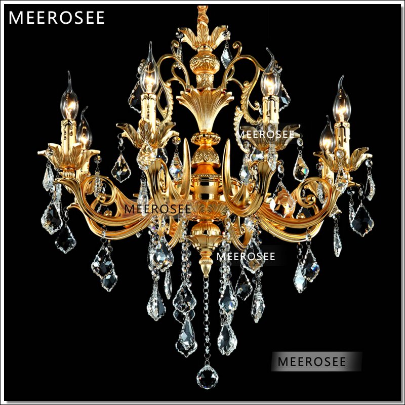 Meerosee Alloy Chandeliers Light Modern Gold 8 Lights Pendant Lamp MD8858