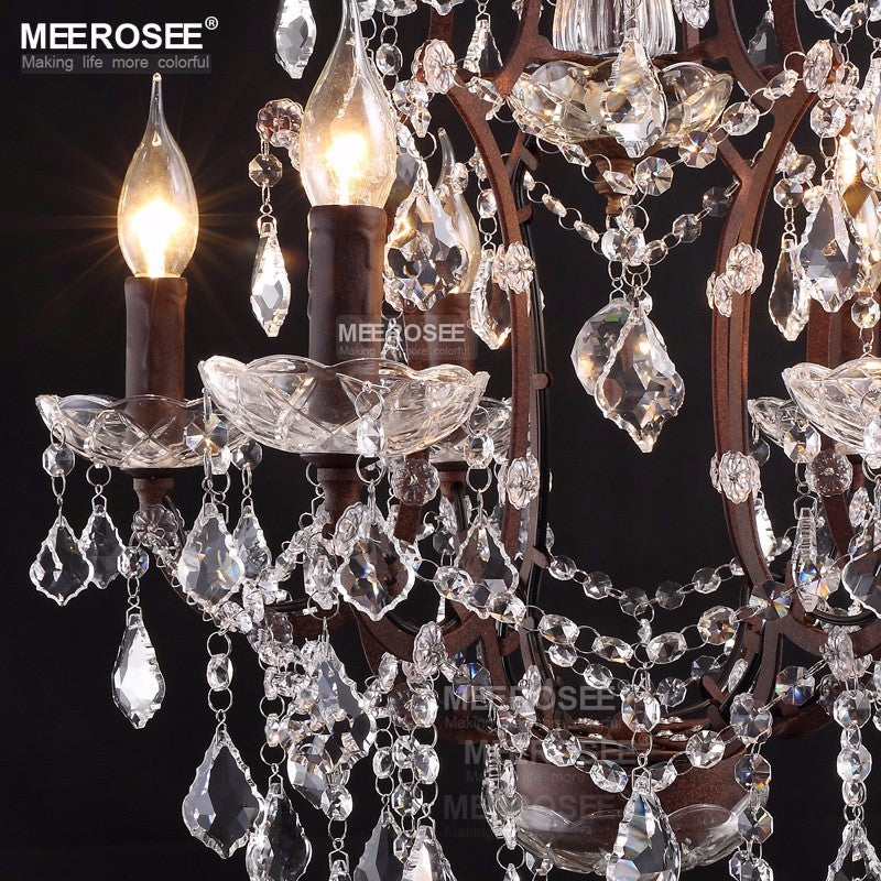 Meerosee Vintage Crystal Loft Chandelier Light Retro Rustic Pendant Lamp for Home