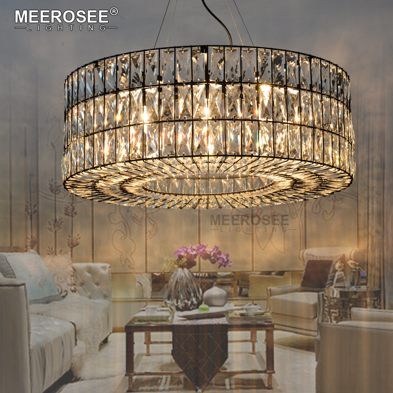 Meerosee Modern Crystal Chandelier Light Fixture Round Pendant Ceiling Lighting