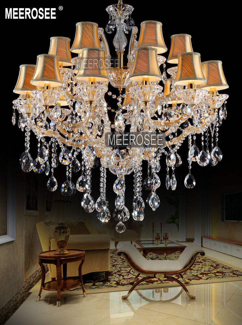 Meerosee 18 Lamps Clear Crystal Chandelier Light Fixture Modern Hotel Pendant Lamp