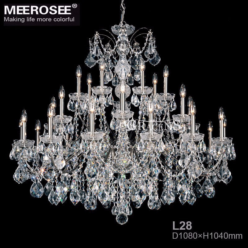 Meerosee Modern Crystal Chandelier Light Chrome Pendant Lamp for Living Room Bedroom