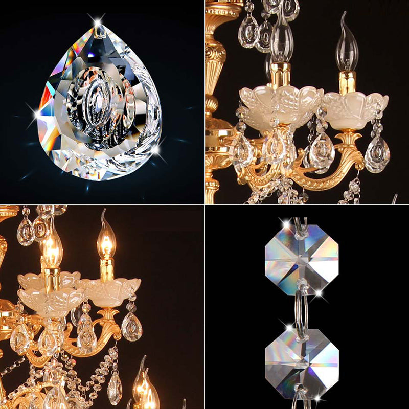 Modern Crystal Chandeliers Light Luxury Gold Pendant Lamps for Living Room Foyer