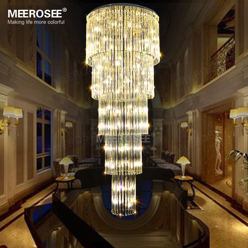 Modern Long Ceiling Light Fixture Luxury G9 Glass Chandelier Lighting Stair Lamp