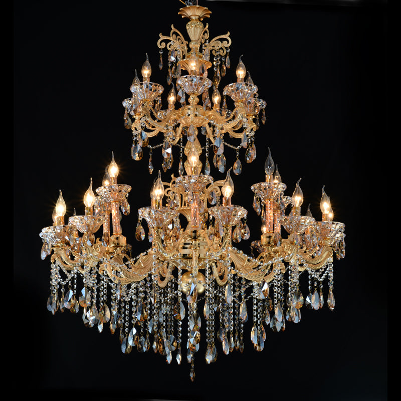 Meerosee Luxurious Crystal Chandelier Light Fixture Large Gold Pendant Lamp