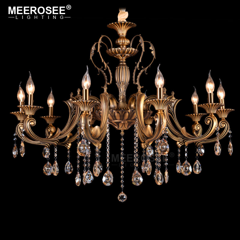 Meerosee Modern 10 Heads Chandelier Light Fixture Antique Brass Pendant Lamp