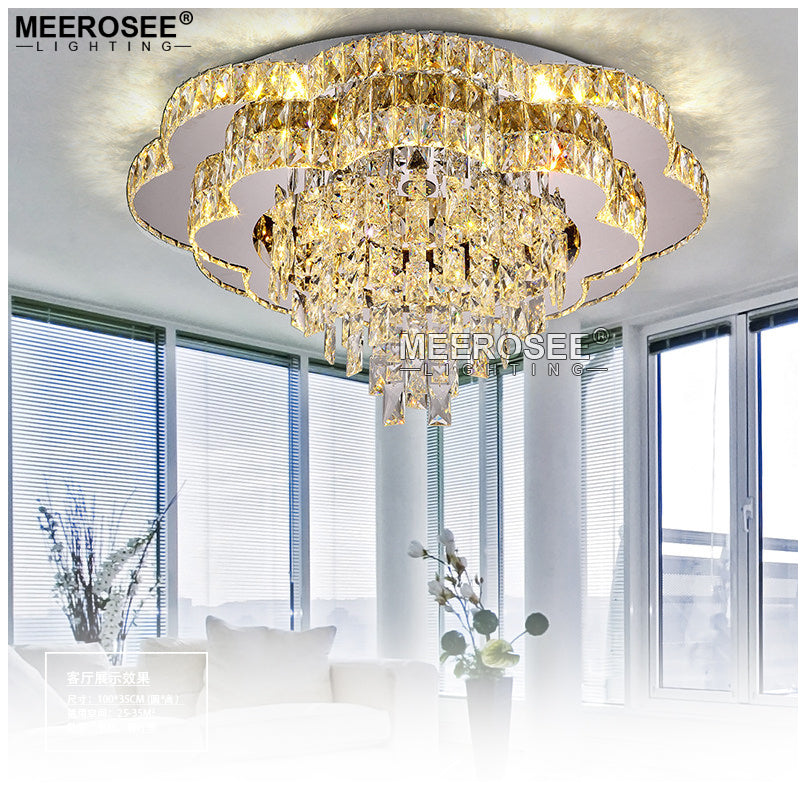 Meerosee Modern Chandeliers Lighting Crystal Contemporary K9 Led Ceiling Lamp