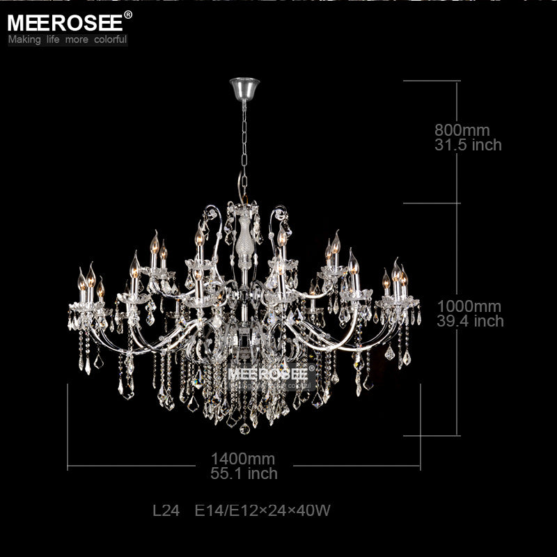Meerosee Luxury Modern Crystal Chandelier Light Chrome Black Pendant Lamp