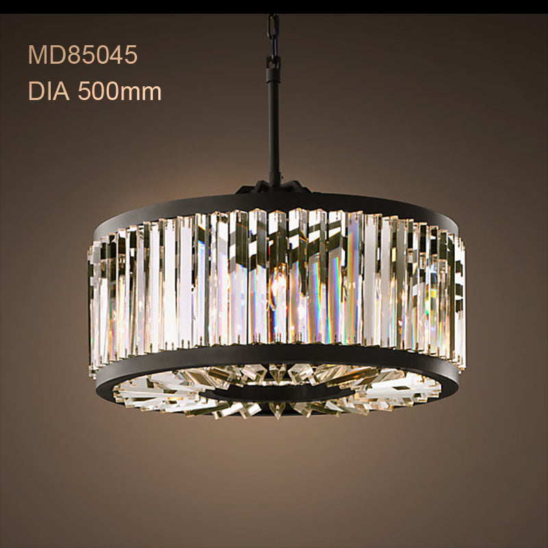 Meerosee Modern Round Crystal Chandelier Lighting Contemporary Black Pendant Lamp