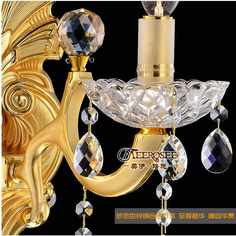 Meerosee Crystal Wall Sconces Lamp Modern 110-220V Gold Sconces Light for Bedroom
