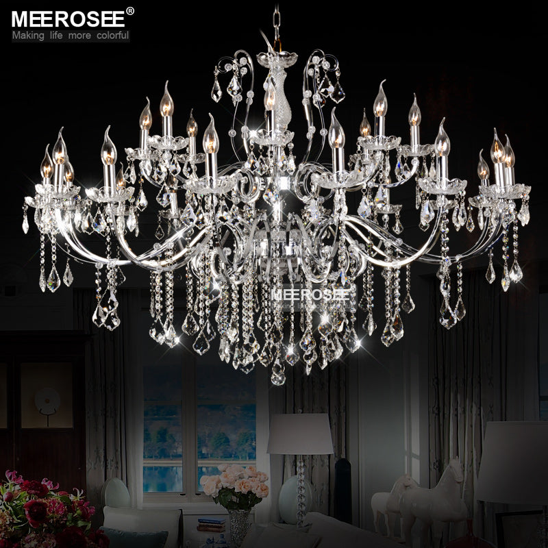 Meerosee Luxury Modern Crystal Chandelier Light Chrome Black Pendant Lamp