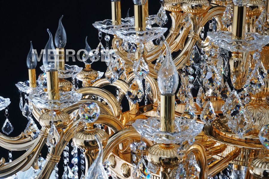 Meerosee Gorgeous Crystal Chandelier Light Fixture Classic Golden Pendant Lamp