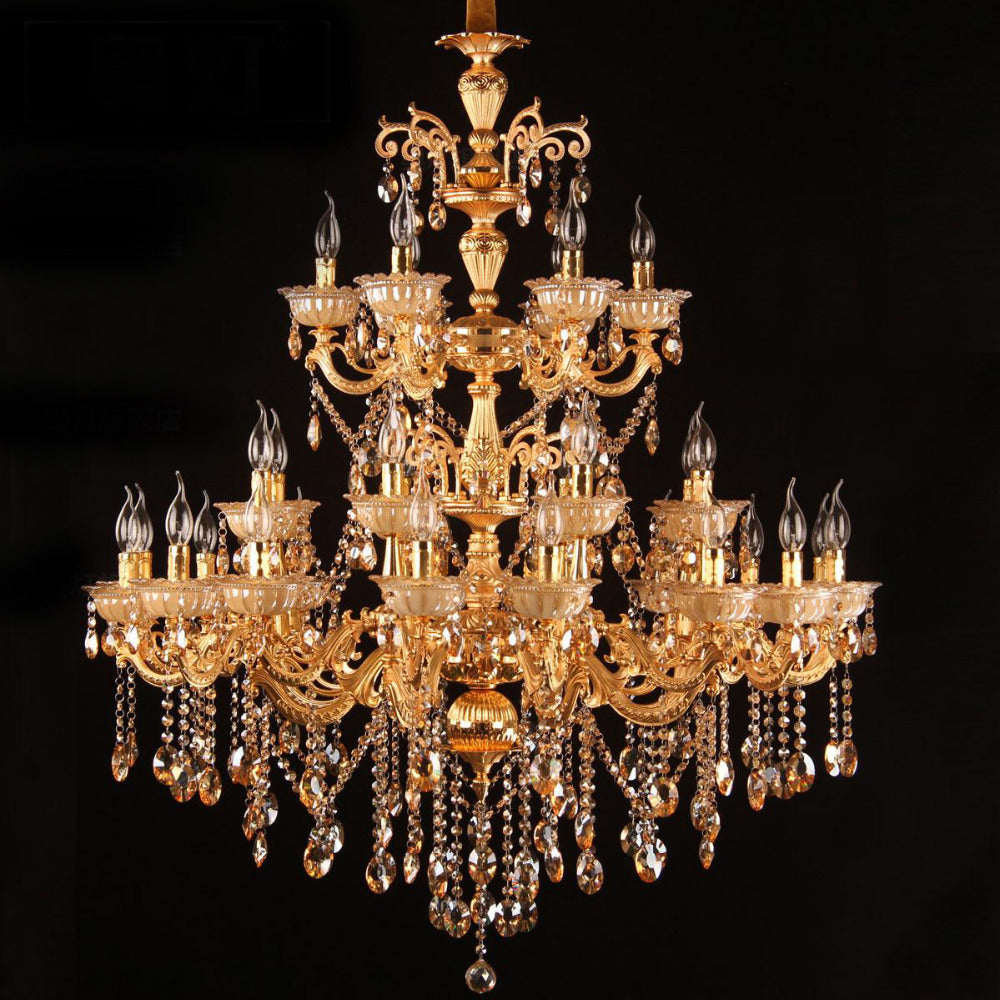 Meerosee Luxurious Large Crystal Chandelier Lights Gold Pendant Lamp