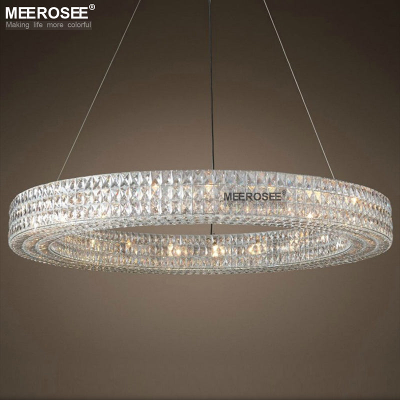 Meerosee Modern Chandelier Light Contemporary 2/3 layer Crystal Pendant Lamp