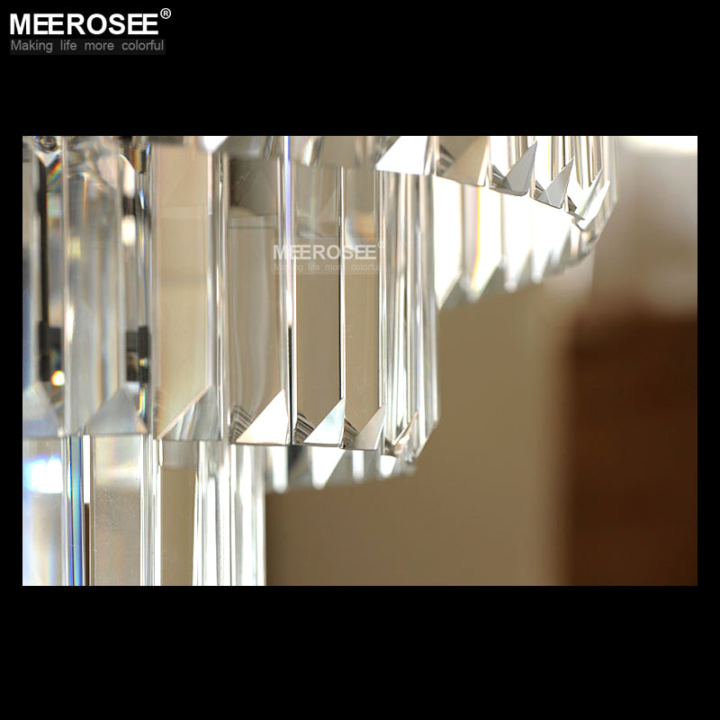 Meerosee Modern Crystal Floor Lamp Black Standing Floor Stand Light Fixture D15.7 Inch