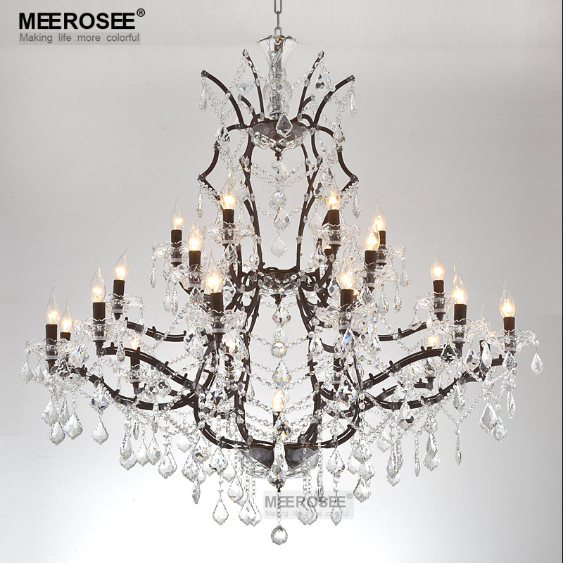 Meerosee Modern Crystal Chandelier Light Fixture 25 Lights Chrome Pendant Lamp